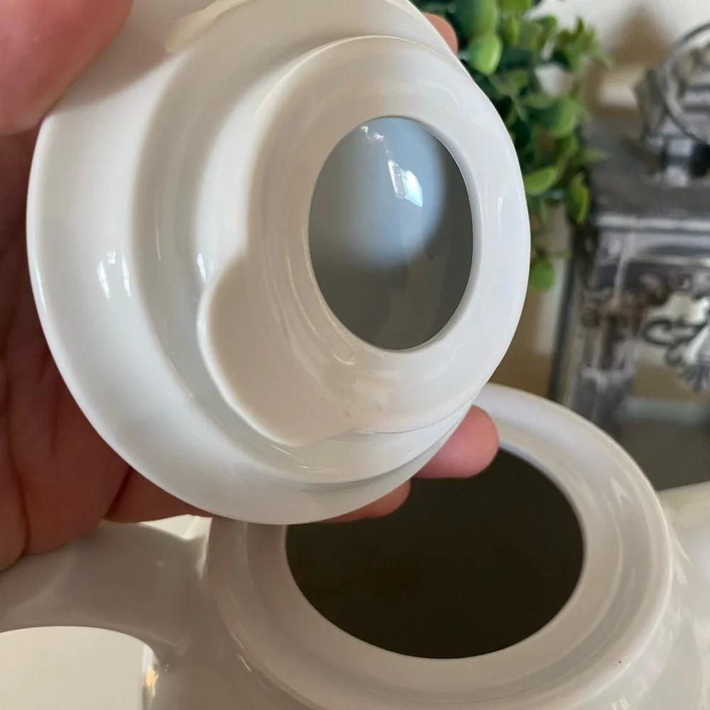 Pier 1 Imports Small One Cup ceramic Teapot with Lid modern White